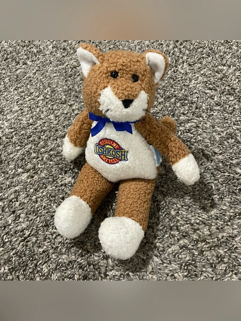 Oshkosh Vintage Cat Plush Brown White Nursery 90s Retro Baby Toy Nostalgia