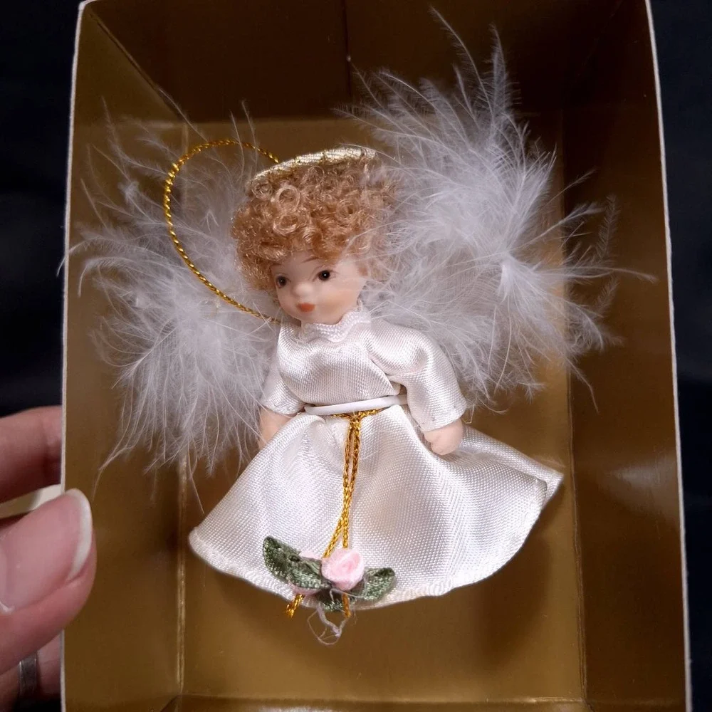 3 Angel Joy Porcelain Collectible Ornament DG Creations 2003‎ Holiday Xmas Decor