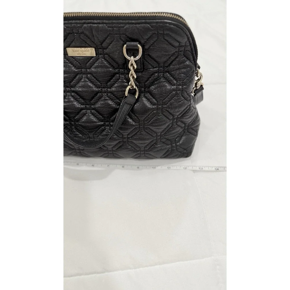 Kate Spade Black Quilted Leather Satchel Crossbody‎ Bag Chain Handle Handbag