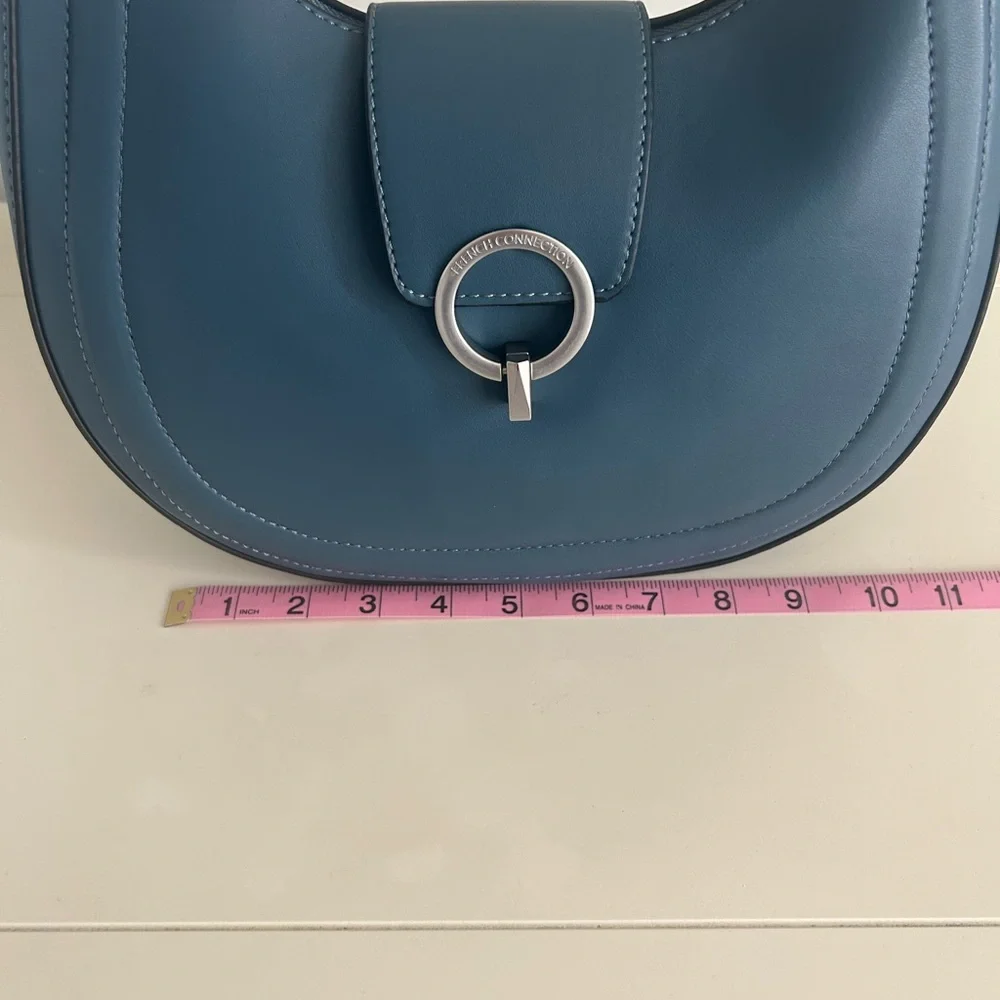 NWT FRENCH CONNECTION Smooth Ring Closure Shoulder Hobo Bag Legion Blue