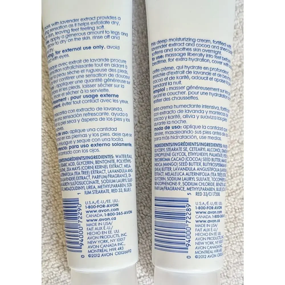 NOS Set of 2 Avon Foot Works Beautiful LAVENDER Clay Mask/Overnight Creme