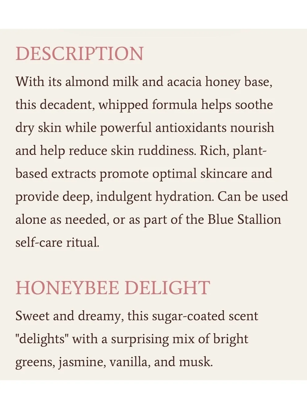BLUE STALLION HONEYBEE DELIGHT WHIPPED BODY CREAM 300ml $24 value