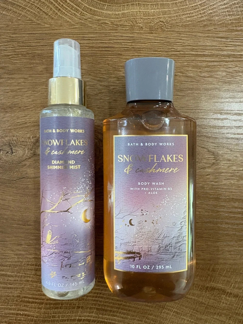 Bath & Body Works Snowflakes & Cashmere Shimmer Mist and Body Wash Set
