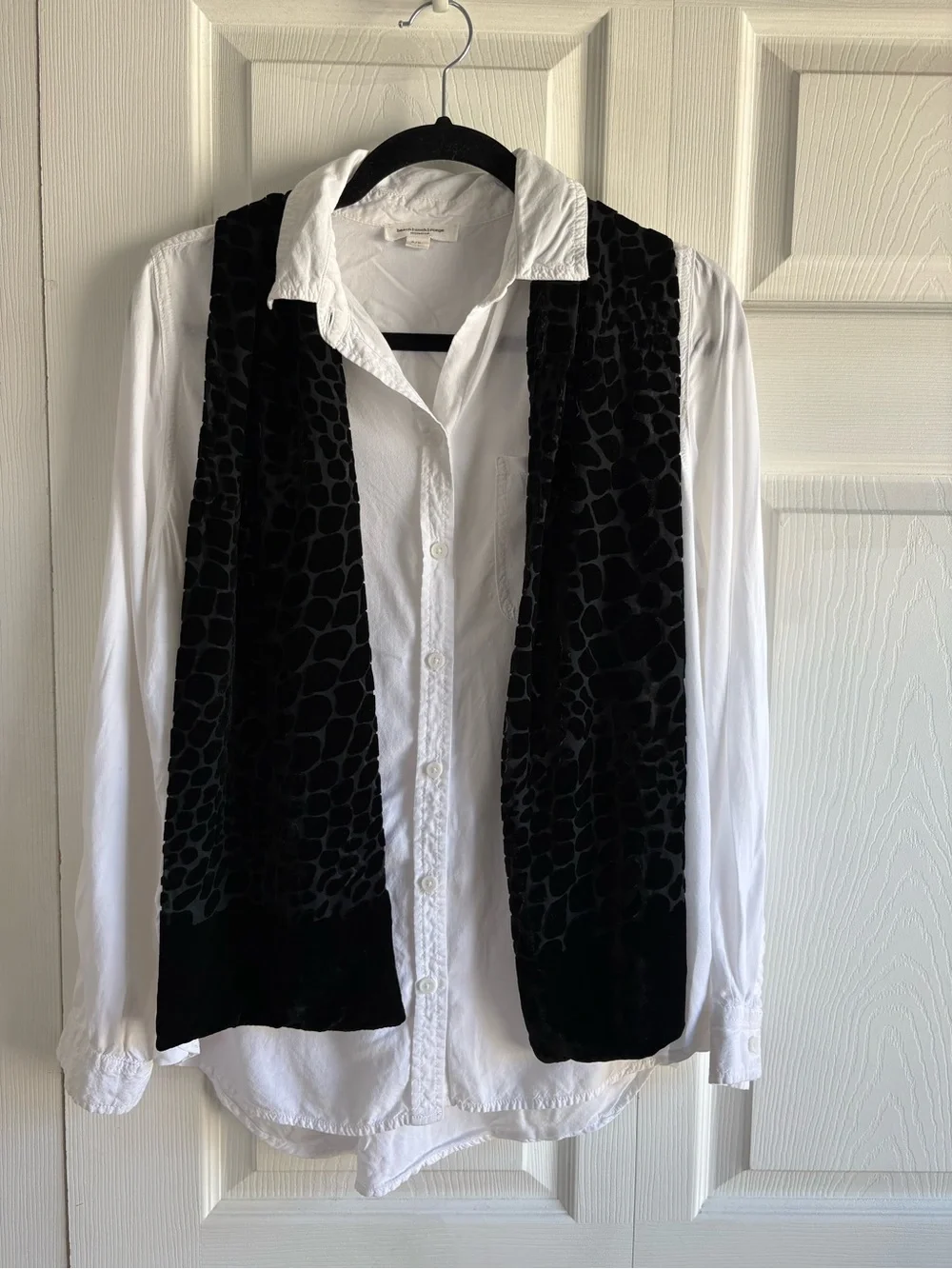 Hasting&Smith Black Silk Blend Velvet Alligator Skin Burnout Scarf Preppy Career