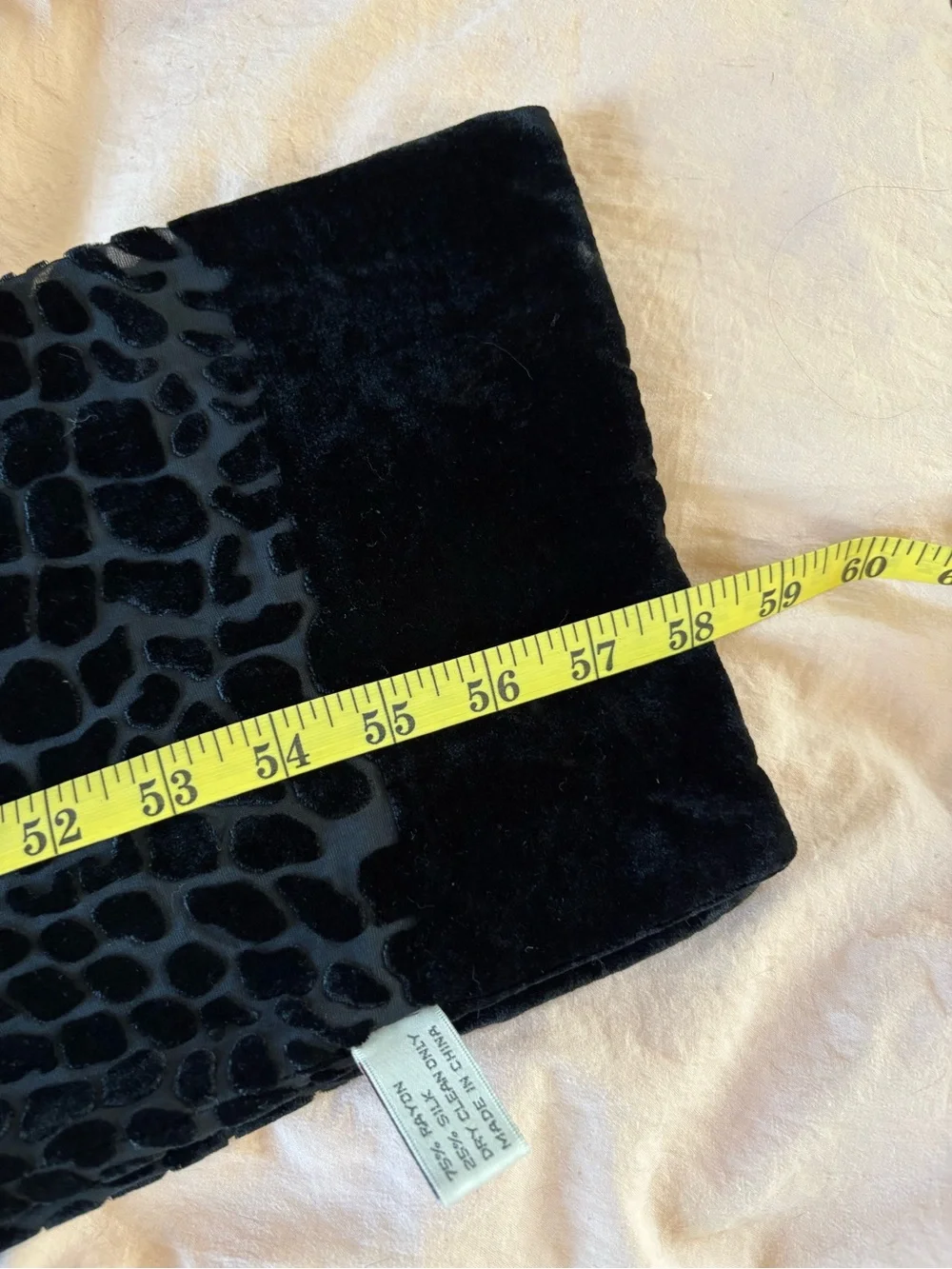 Hasting&Smith Black Silk Blend Velvet Alligator Skin Burnout Scarf Preppy Career