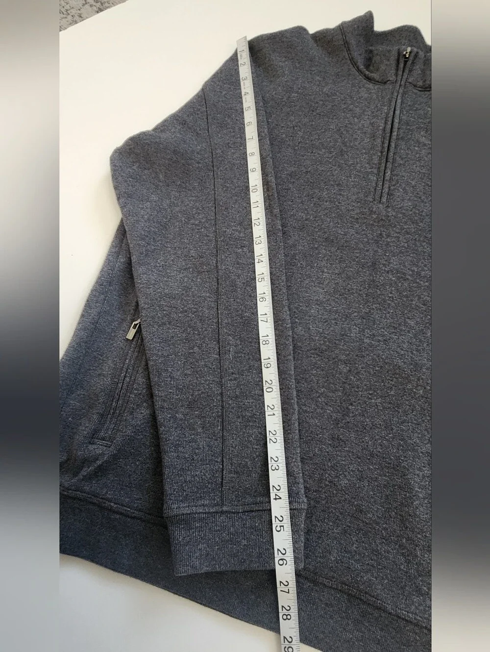 Ashworth Men’s 100% Cotton 1/4 Zip Pullover Sweater Charcoal Grey Size Large