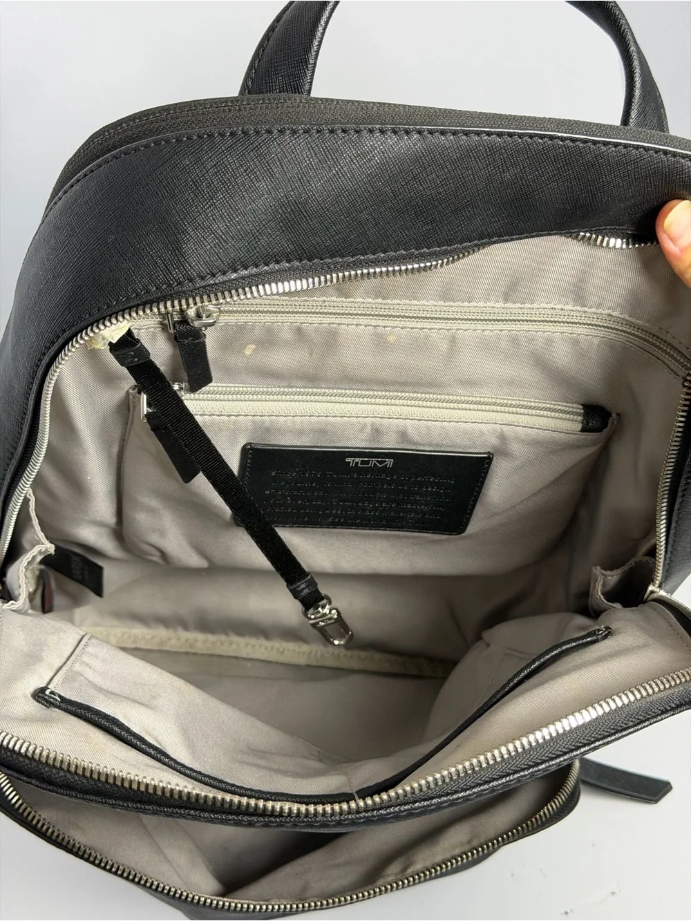 Tumi Black Leather Backpack