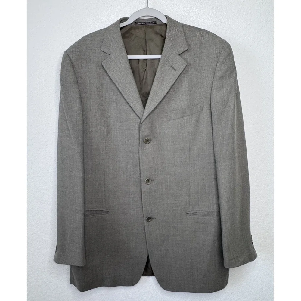 Ermenegildo Zegna 100% Wool Blazer Men's 44R Green Made‎ in Switzerland Luxury
