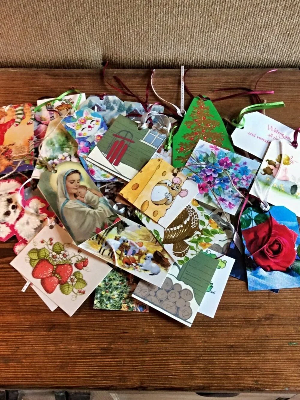 46 Handmade Gift Tags, Assorted Designs & Occasions, Gift Wrapping Tags
