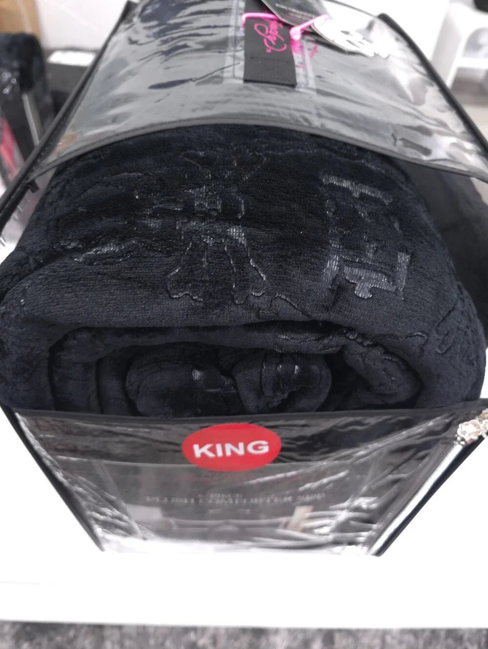 Ed Hardy KING 4-Piece Skull Embossed Black Comforter Set Set