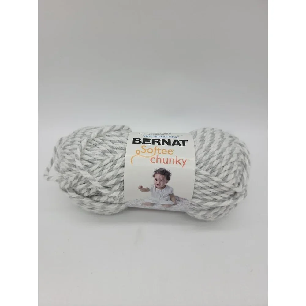 Bernat Softee Chunky Gray‎ Ragg Crochet Knit Craft Yarn NEW