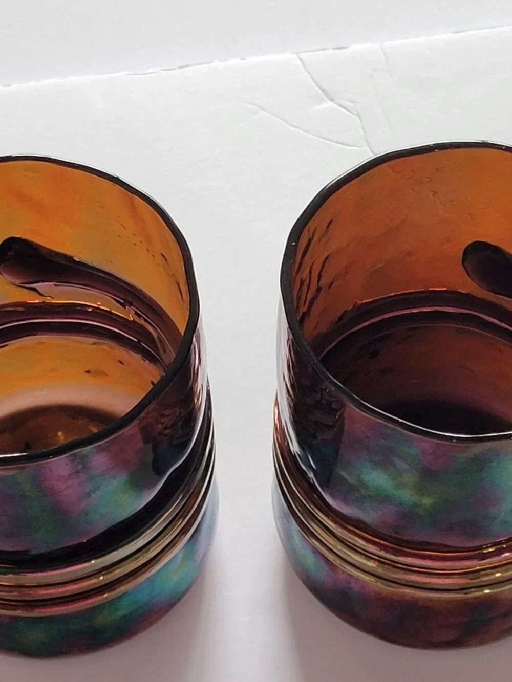 Vintage Esteban Prieto Signed Iridescent Blown Glass Tumblers Set of 4