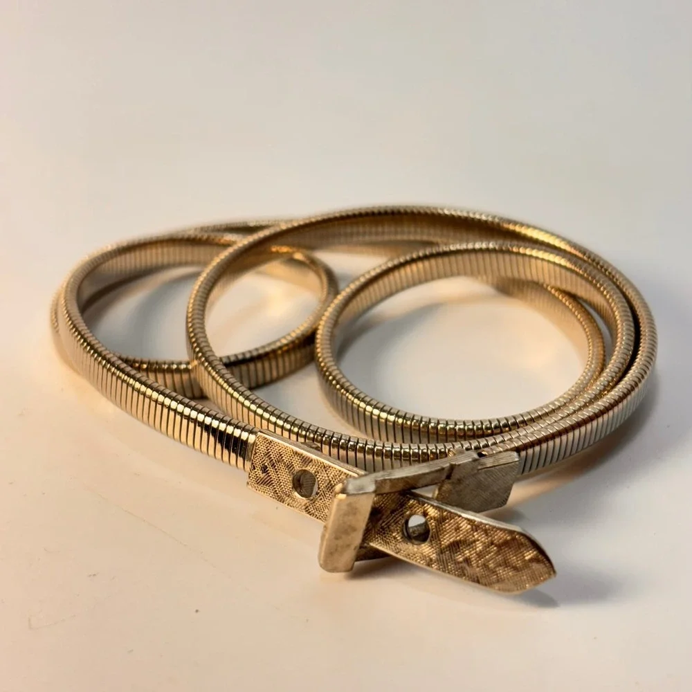 Vintage Accessocraft Snake Chain Belt Silver Skinny Minimalist MCM Boho‎ 24 inch