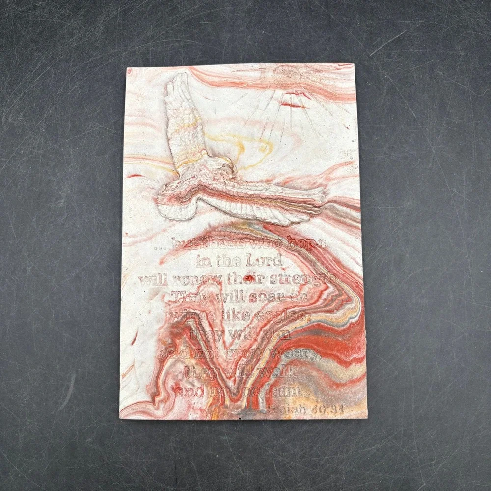 Isaiah 40:31 Sand Art Plaque Eagle Relief Marbled Stone Scripture Wall Decor