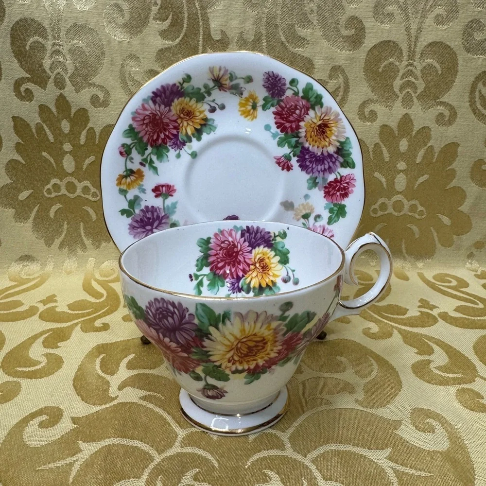 Autumn Glory Fine Bone China England Teacup and Saucer Set