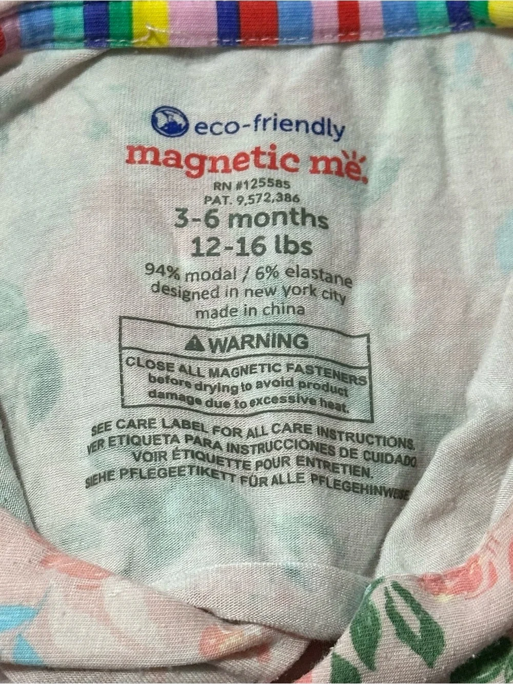 Magnetic Me Infant Baby Girl Size 3 6 mos Pink Floral Long Sleeve Baby Pajamas