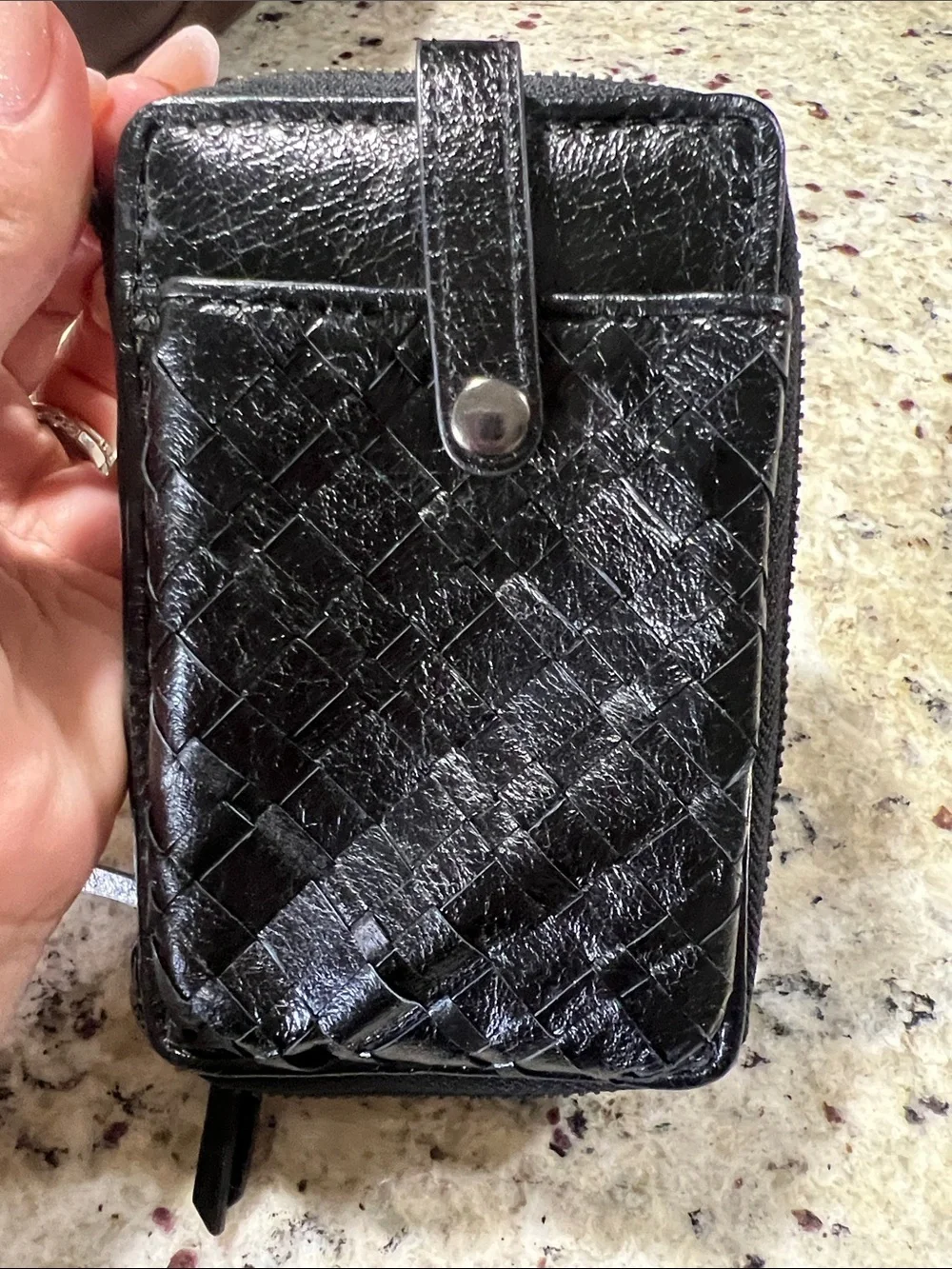 Elliott Lucca Black Woven Leather Wristlet Wallet