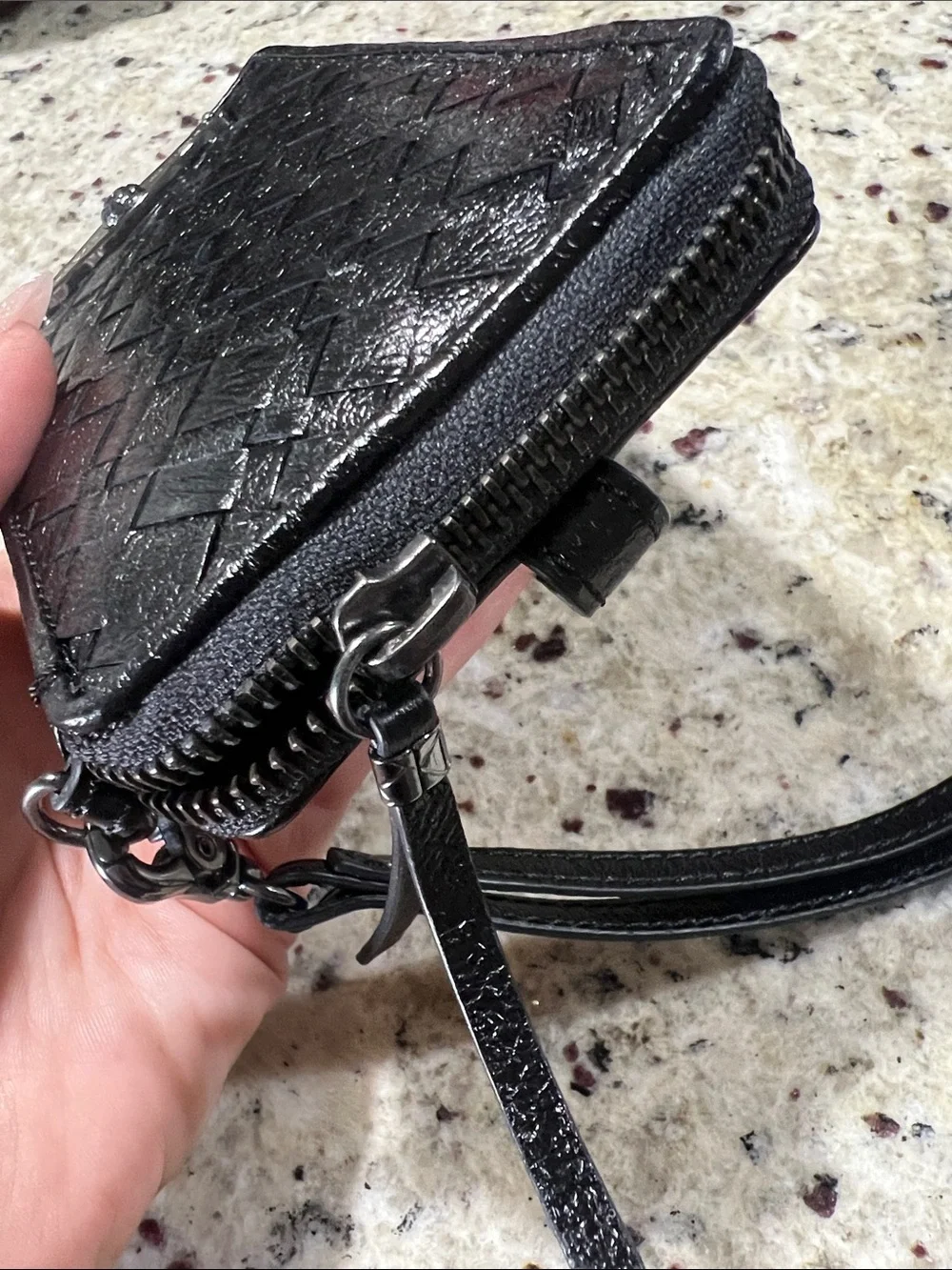Elliott Lucca Black Woven Leather Wristlet Wallet