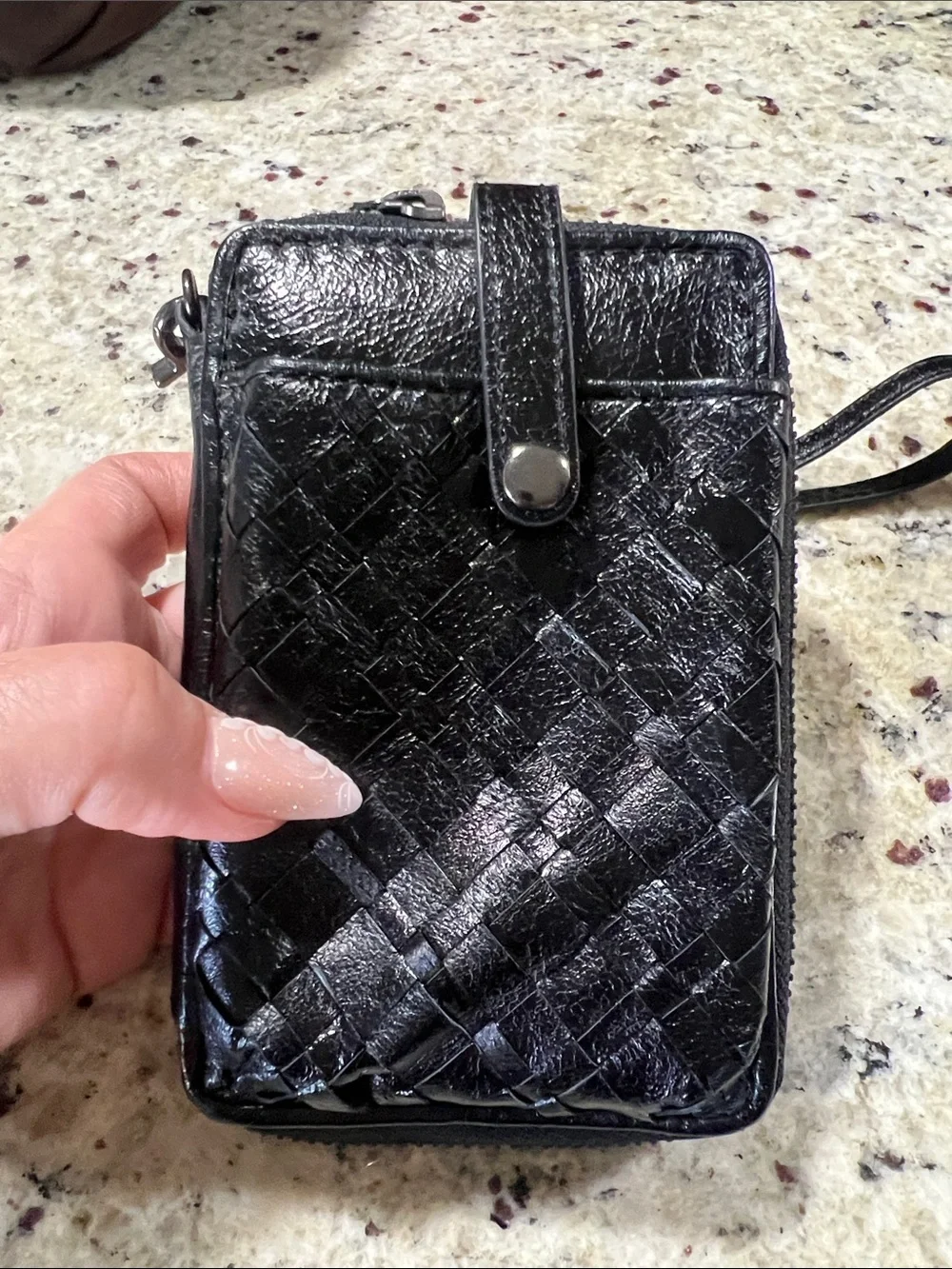 Elliott Lucca Black Woven Leather Wristlet Wallet