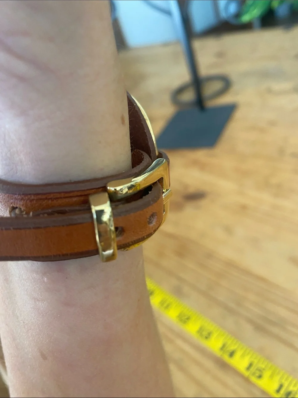 CXC Gold & Brown Leather Disc Bracelet - Chic Style
