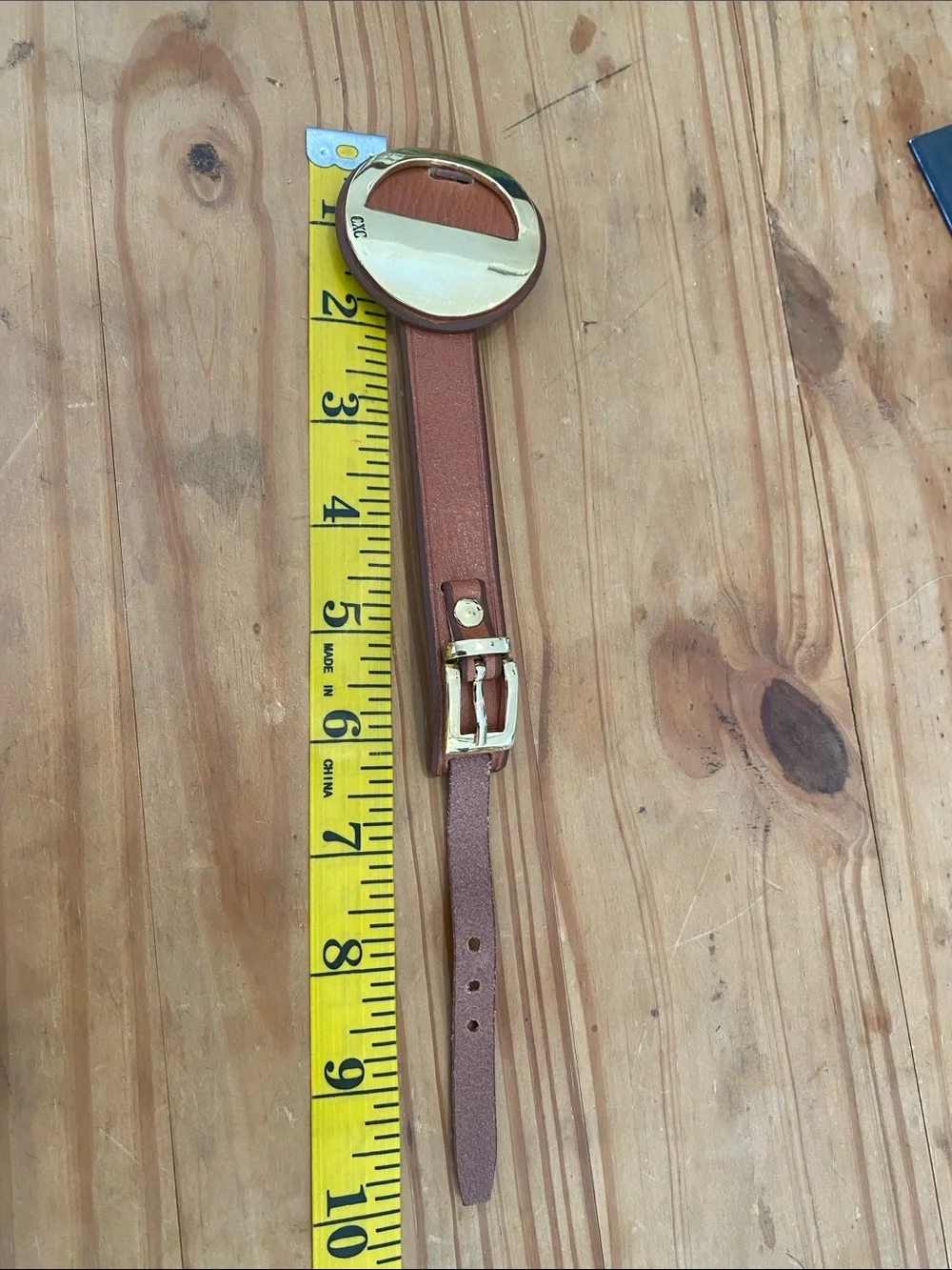 CXC Gold & Brown Leather Disc Bracelet - Chic Style