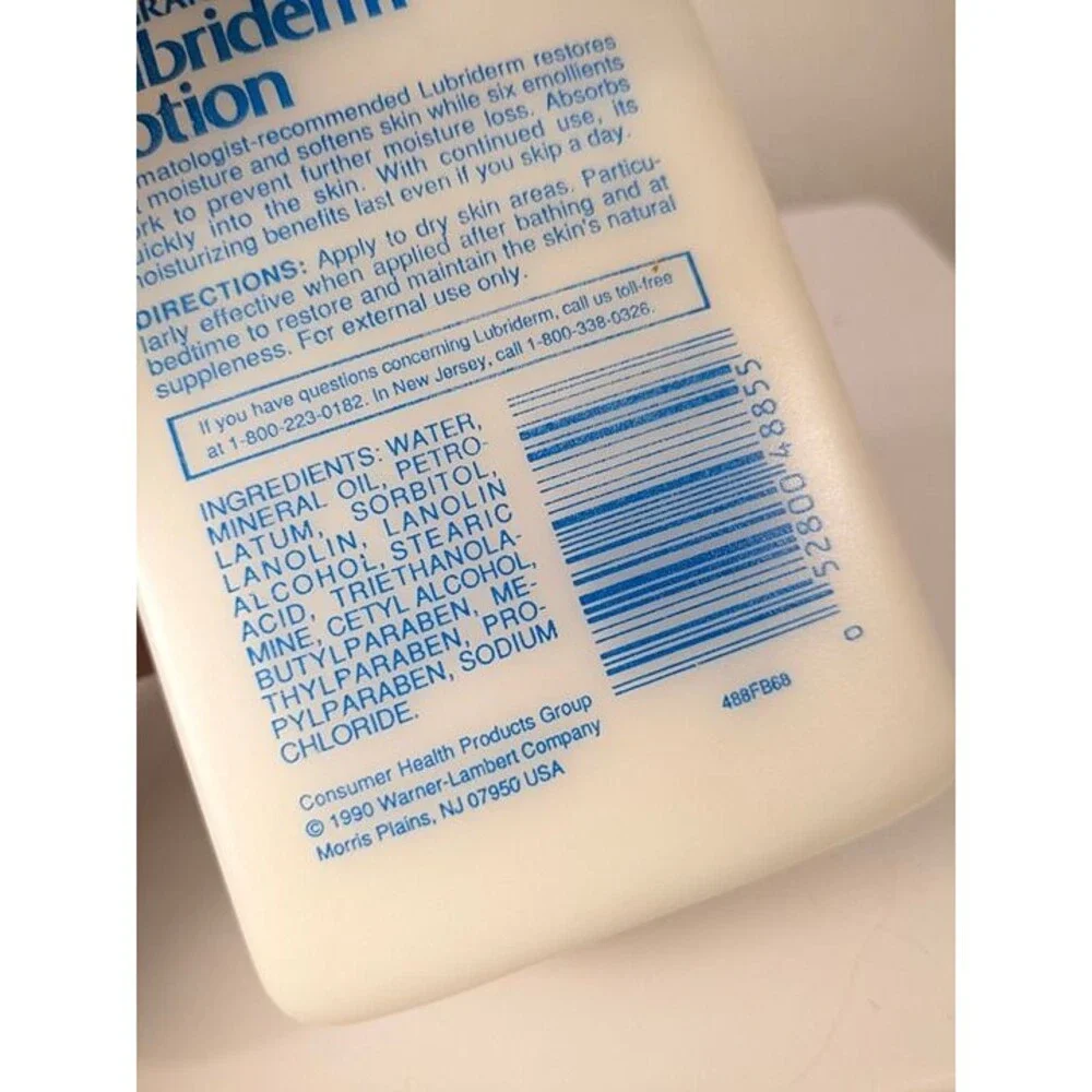 Vintage Lubriderm Lotion for dry skin care Fragrance Free 1990 '90s
