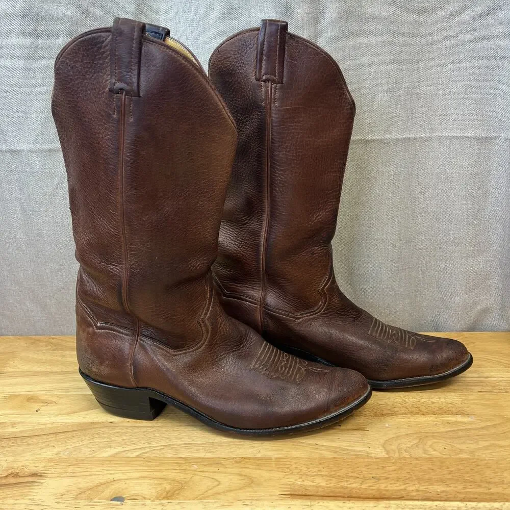 Vintage Panhandle Slim Brown Calfskin Boots 12D #58317 Made In Mexico