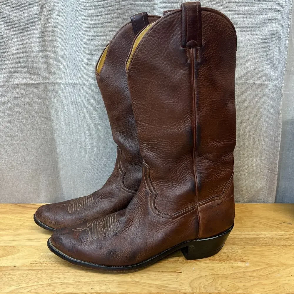 Vintage Panhandle Slim Brown Calfskin Boots 12D #58317 Made In Mexico