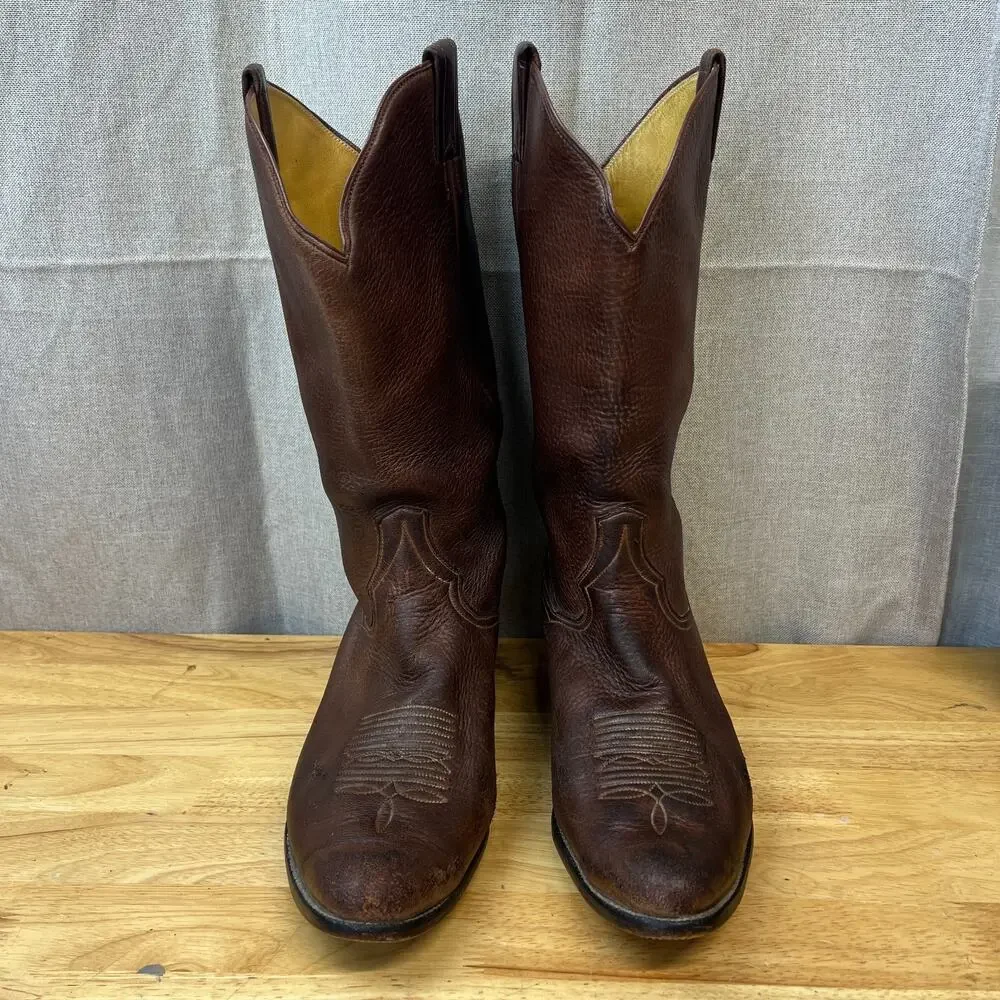 Vintage Panhandle Slim Brown Calfskin Boots 12D #58317 Made In Mexico
