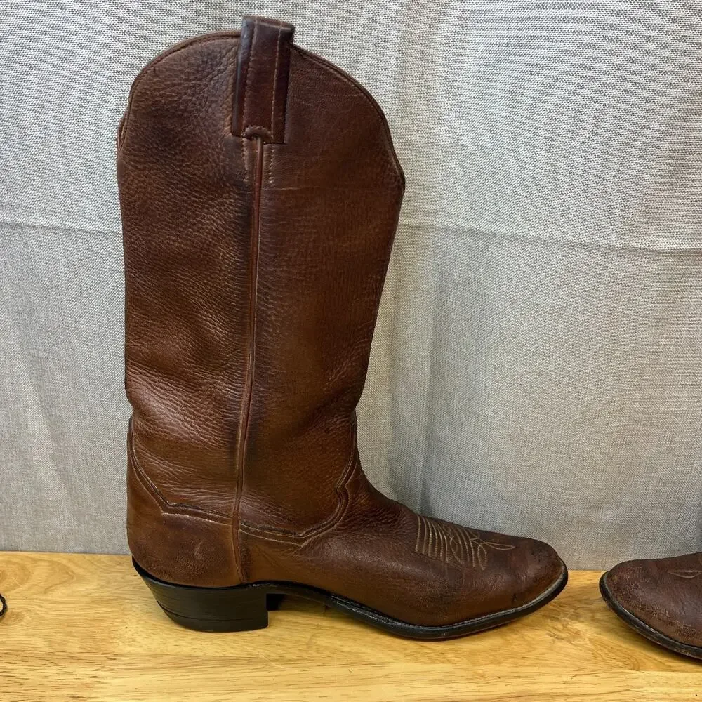 Vintage Panhandle Slim Brown Calfskin Boots 12D #58317 Made In Mexico