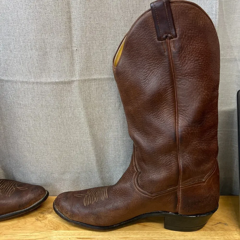 Vintage Panhandle Slim Brown Calfskin Boots 12D #58317 Made In Mexico