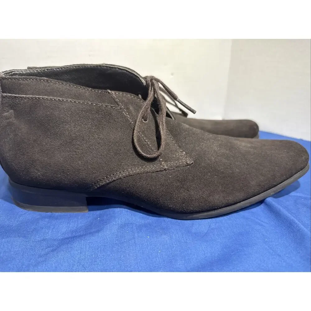 Calvin Klein Ballard Chukka Boots Mens 9 Dark Brown Suede Lace Up Ankle