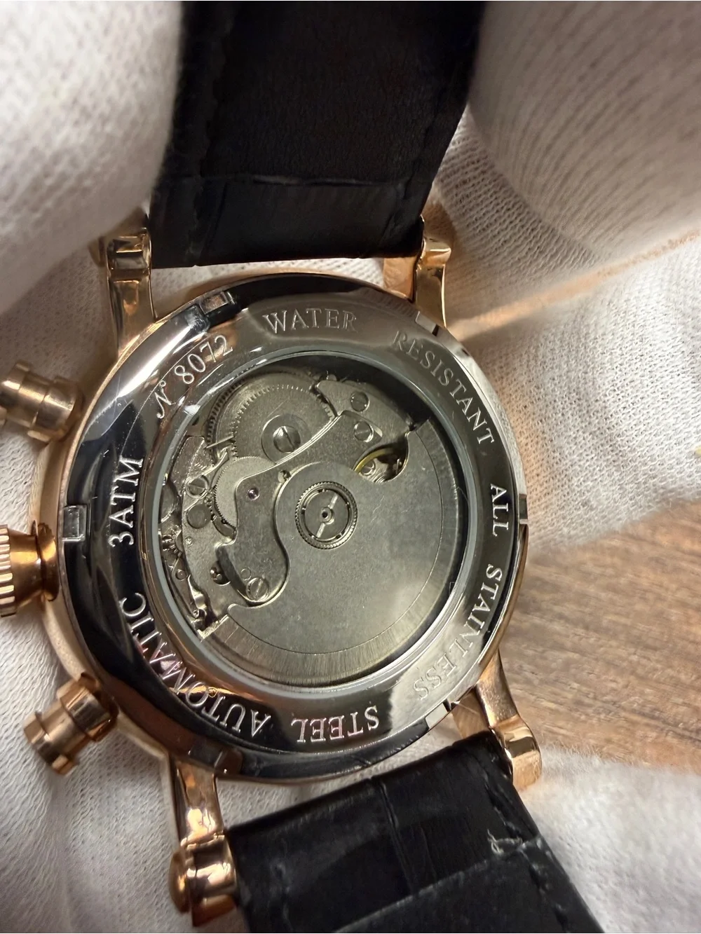 Men's Black Dial Rose Gold Case Automatic Watch