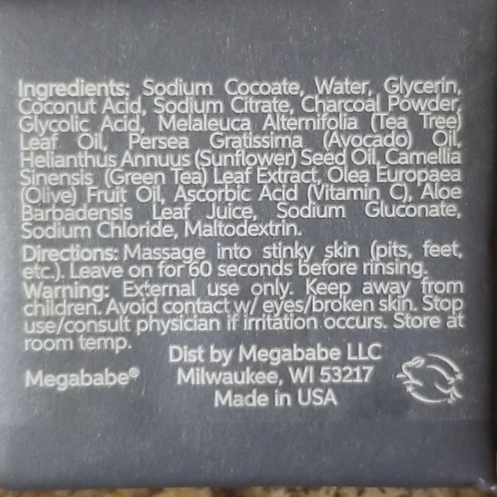 4/25 bundle item. Megababe Space Bar Charcoal Underarm Bar