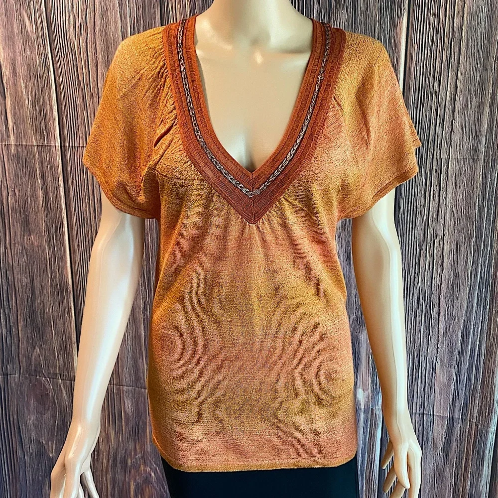 Michael Kors beautiful boho orange sunset blouse summer top size XS