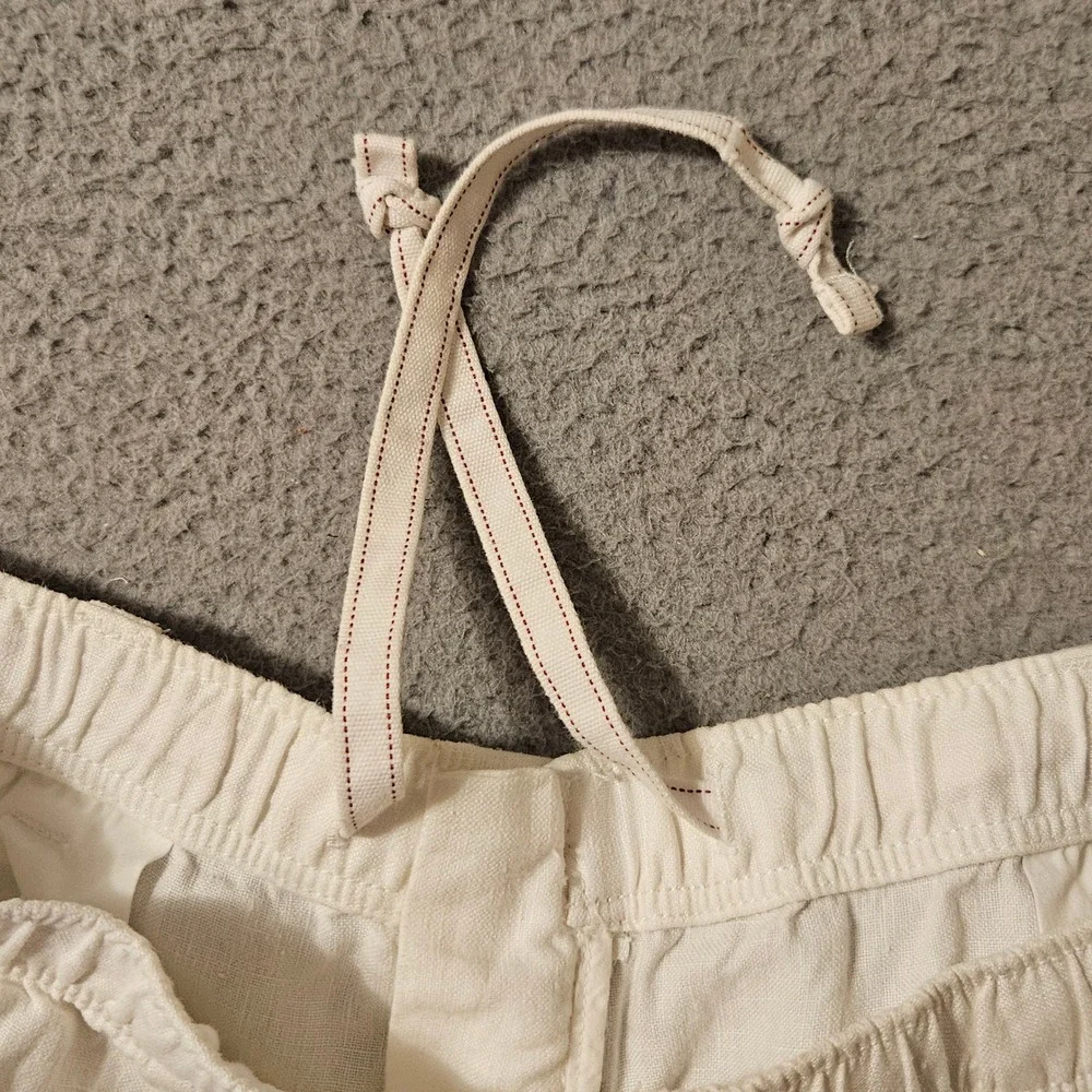 Tommy Bahama Relax Mens Cream 100% Linen Elastic Waist Drawstring Pants Size L
