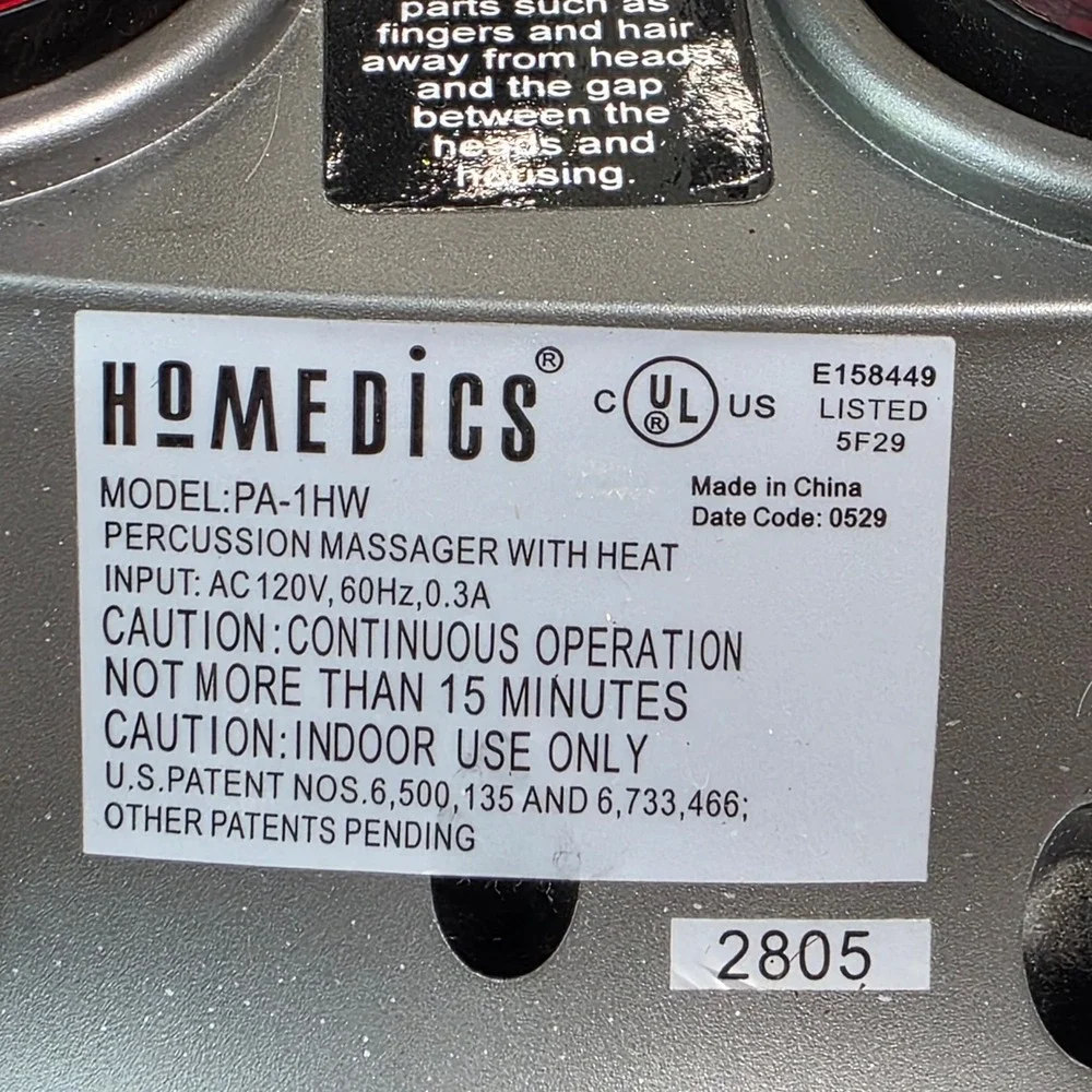 HoMedics PA-1HW Percussion Massager with Heat Dual Head Handheld Deep Tissue  T1