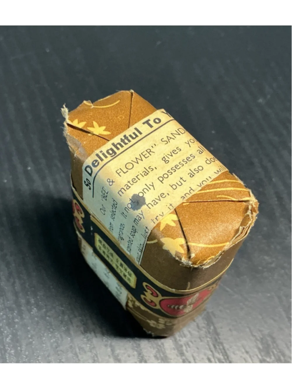 Vintage Beer Flowerbrand Sandal Wood Soap, 2”x 3”…..2.85oz.