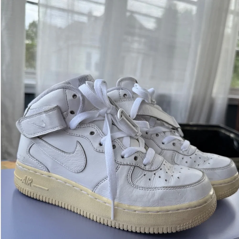 Nike Air Force 1 High NikeiD Custom 2015 White Leather Aged‎ Sole Rare Sz 5.5/7W
