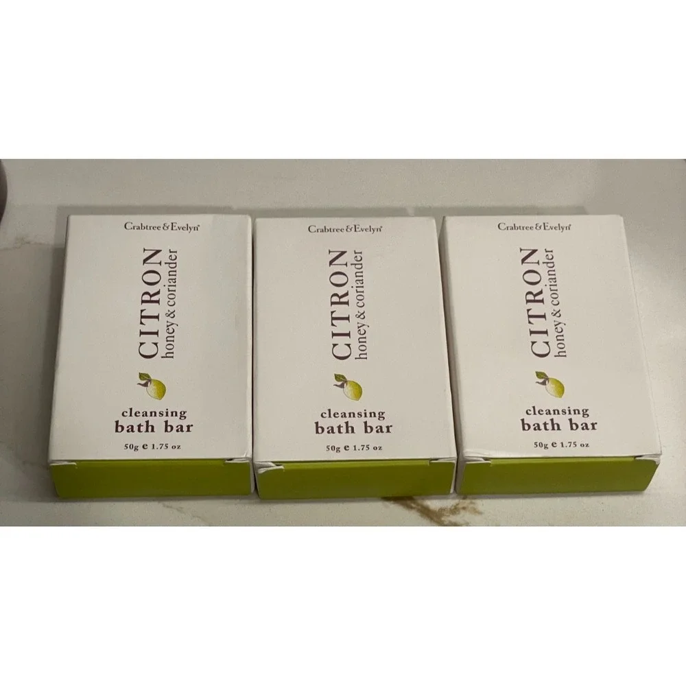 Lot Of 3 Crabtree & Evelyn Citron Honey Coriander Mini Bath Bar 1.75 oz/50 g New
