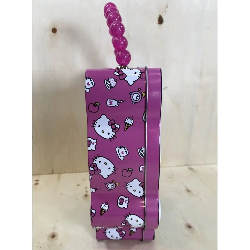 SANRIO Hello Kitty Purse Pink Teal Tin Carry Case Storage Box Anime‎ NEW