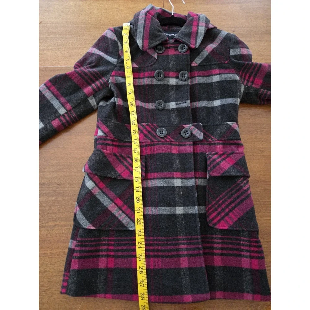 Rothschild Peacoat Plaid‎ 14/16 Black And Pink Double Breasted