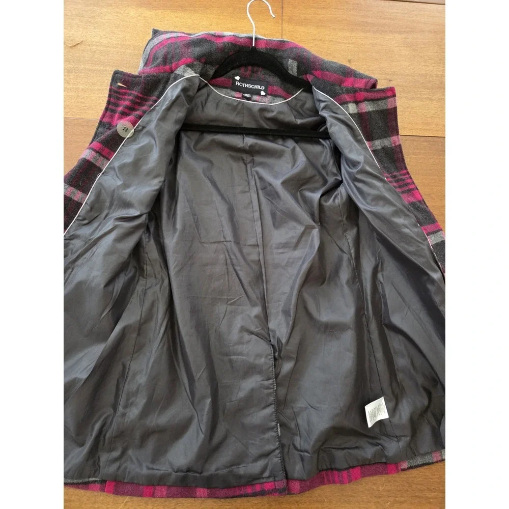 Rothschild Peacoat Plaid‎ 14/16 Black And Pink Double Breasted