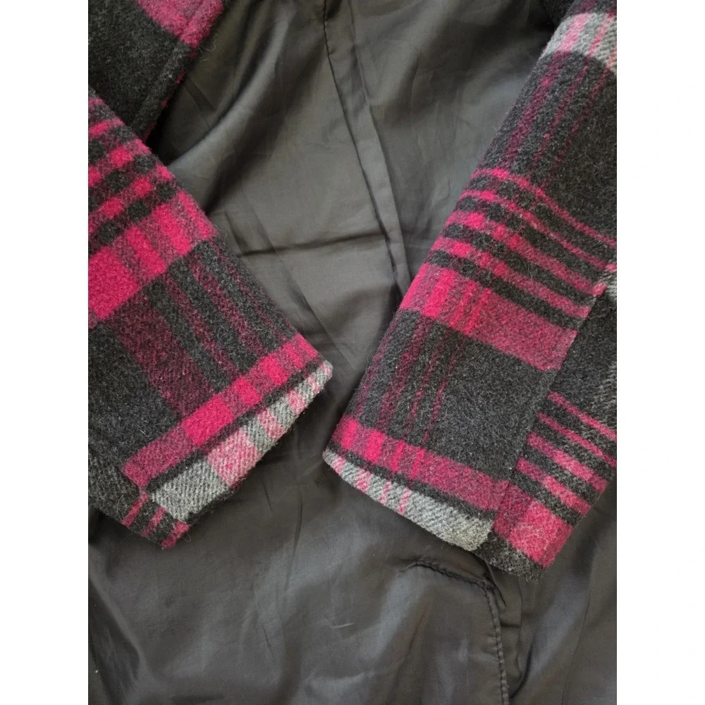 Rothschild Peacoat Plaid‎ 14/16 Black And Pink Double Breasted