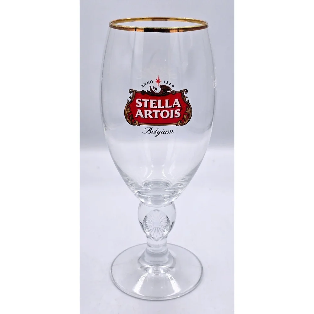 Stella Artois Ritzenhoff 40cl Beer Glass‎ Chalice Gold Rim Belgium Logo 8CT