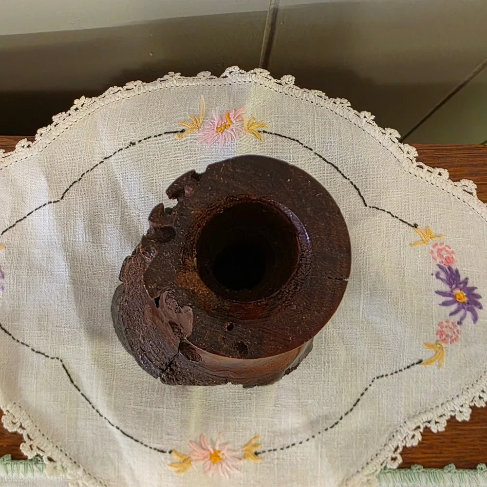 CLEARANCE 💲6️⃣ Rustic Burl Wood Candle Holder‎ Hand Carved Natural Bark Texture