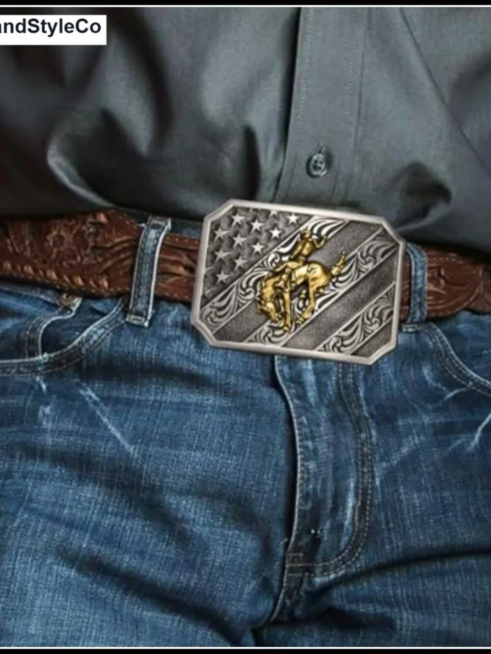 Western Cowboy Belt Buckle - Longhorn Bull Texas Horse Cross Prayer Rodeo