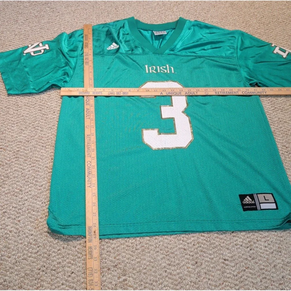 Vintage Adidas Notre Dame Fighting Irish Jersey Mens Large Green 3 Sports NCAA
