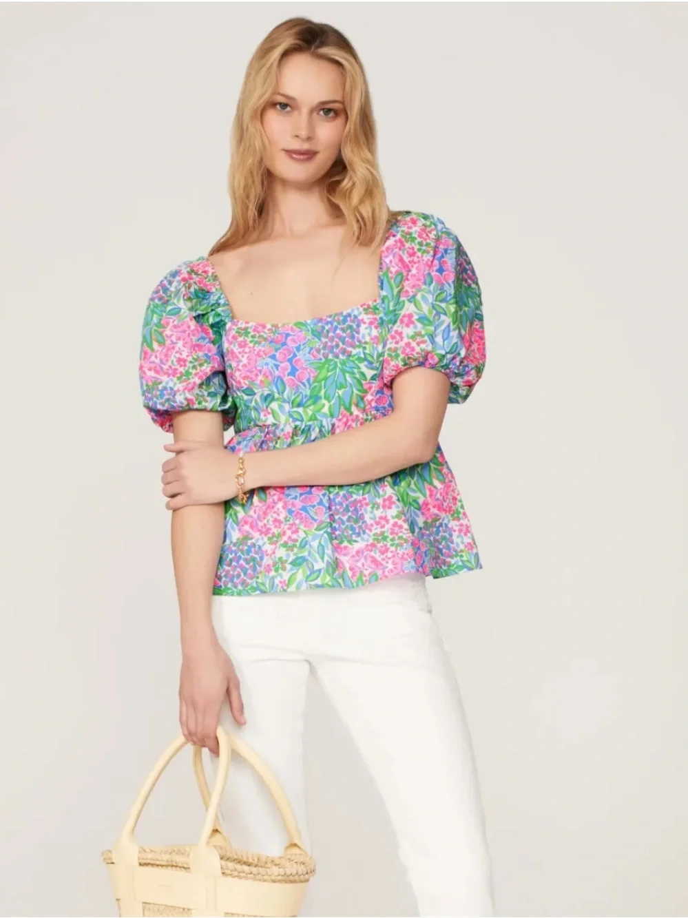 Lilly Pulitzer Kay Puff Sleeve Peplum Top
