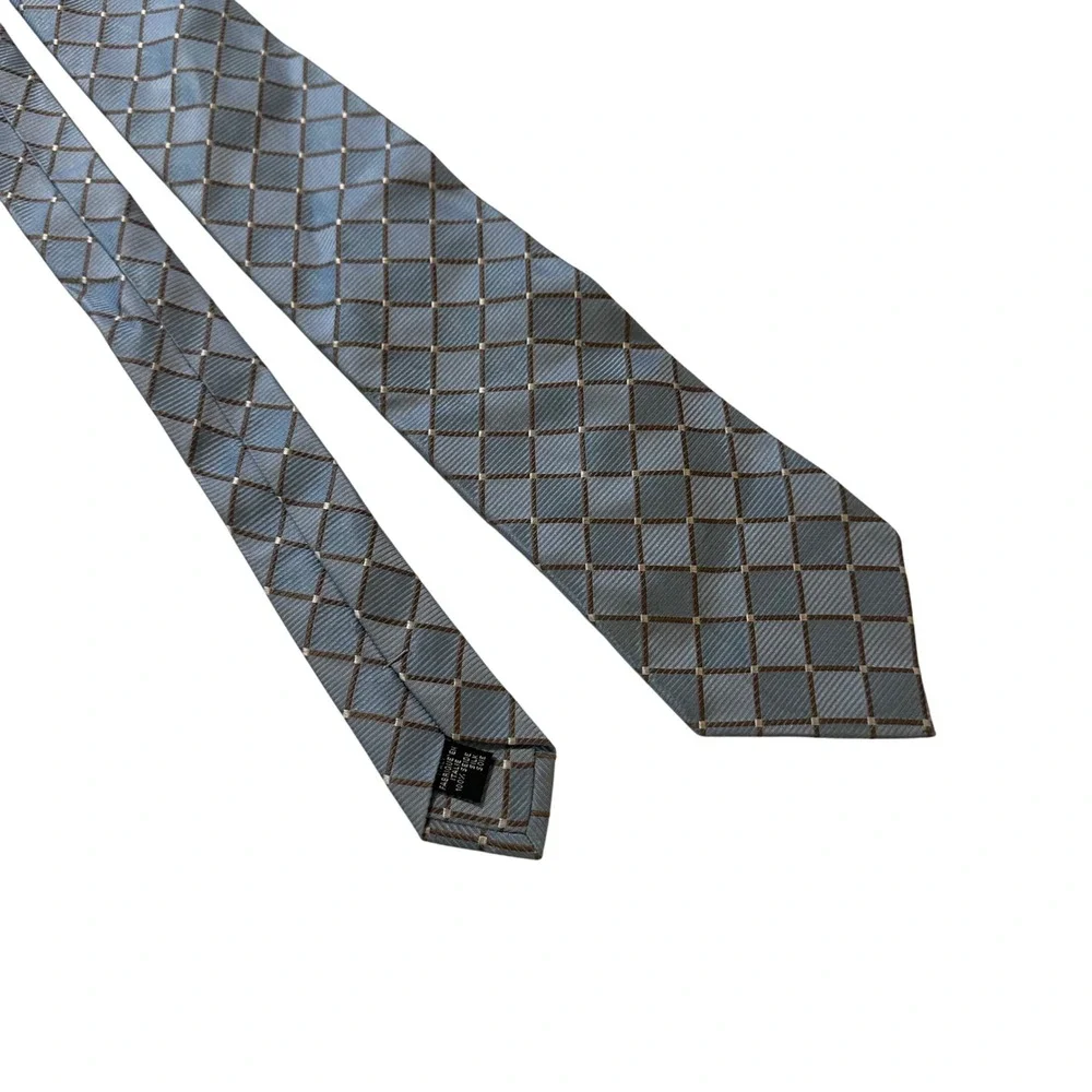Brienno Silk Tie Mens OS Blue Diamond Geometric Italian Designer Luxury Formal‎